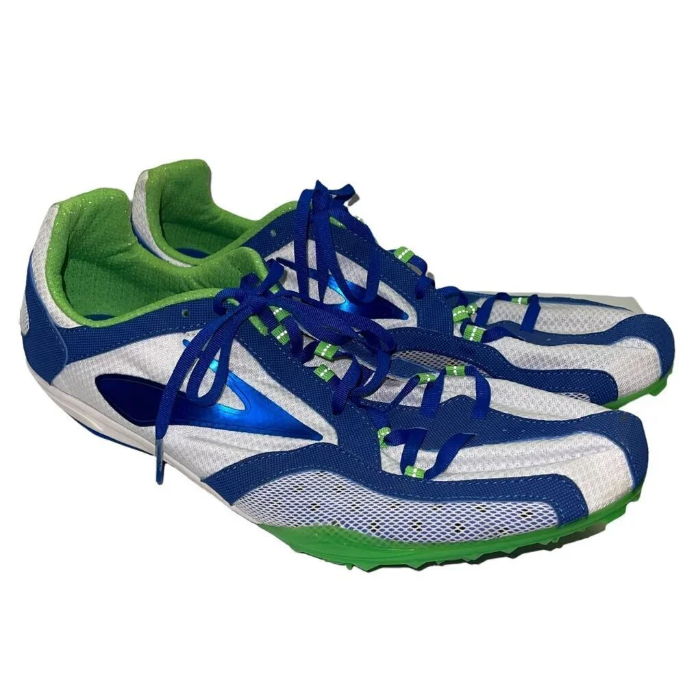 Brooks Men's Track and Field Spikes Shoes Mid Distance  Size 14 Blue White